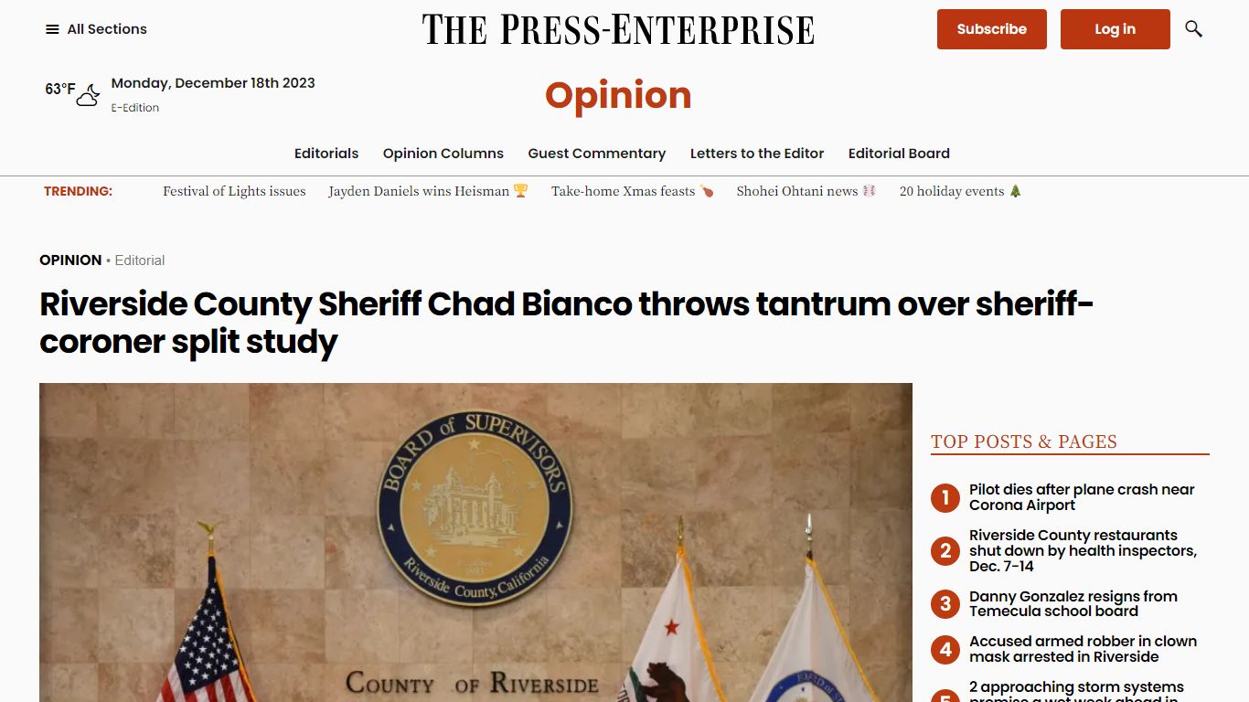 Riverside County Sheriff Chad Bianco throws tantrum over sheriff ...